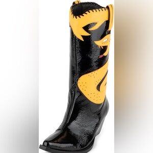 Jeffrey Campbell Killer Cobra Black and Yellow Heeled Cowboy Boots